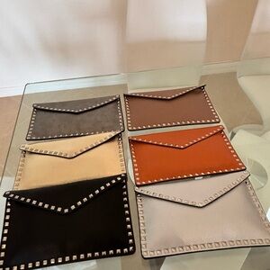 Studded Envelope Clutch Set - Black, Cream, Brown, Tan, Gray, Orange Vegan